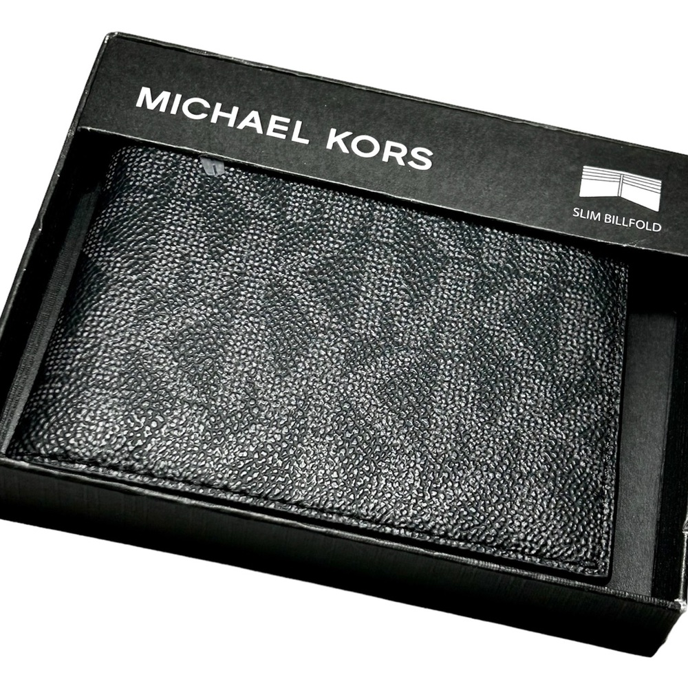 Michael Kors Men’s Slim Billfold Signature Wallet Black Jet Set Mens 86F2SMNF5B
